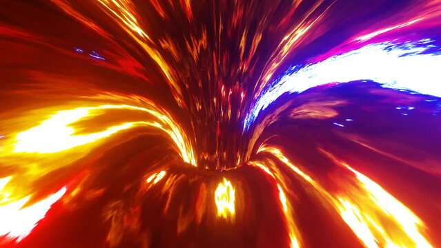 Abstract animation hot glowing hypnotic funnel to hell or inferno. Motion graphic intro or backdrop