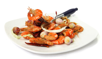 Dish of spicy seafood