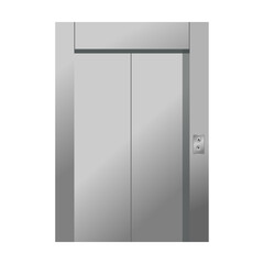Closed elevator cabin, element vector illustration. Lift door from wood and metal, staircase or escalator, up and down on white background