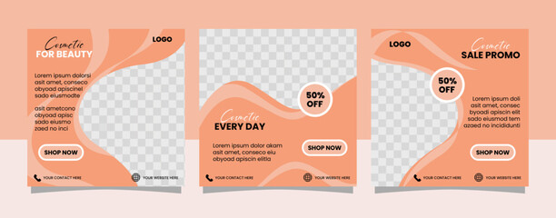 Social media post template for сontent creators of beauty, fashion, cosmetics, jewelry, makeup, post and cover