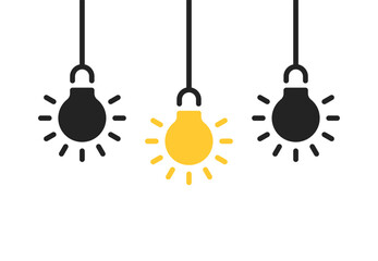 three hanging light bulb like insight thinking
