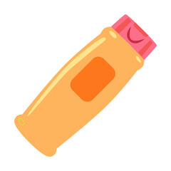 Bottle with shampoo, shower gel. Bath accessories on white background cartoon illustration. Hygiene, bathroom isolated on white background
