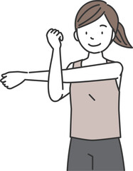 腕のストレッチをする女性