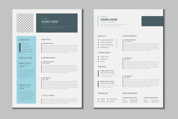 Double pages resume or cv portfolio template design