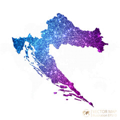 Croatia map in geometric wireframe blue with purple polygonal style gradient graphic on white background. Vector Illustration Eps10.