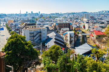 神戸市兵庫区平野の高台から望む兵庫区、長田区の風景 - obrazy, fototapety, plakaty