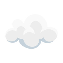 white cumulus. White fluffy cloud in sky flat vector illustration of different shape, heaven symbol isolated on blue background. Weather, nature
