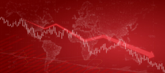 Finance economic stock market down. Global Stock market chart panic sell concept. Extreme bearish stage. Usable for background, banner, cover, and header.
