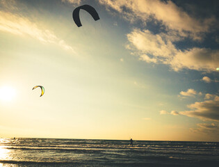 kite- boarding at stormy sea