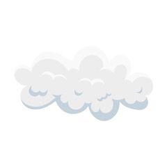 soft cozy White fluffy cloud in sky flat vector illustration of different shape, heaven symbol isolated on blue background. Weather, nature