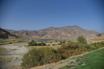 Sandy mountains at a lake landscape