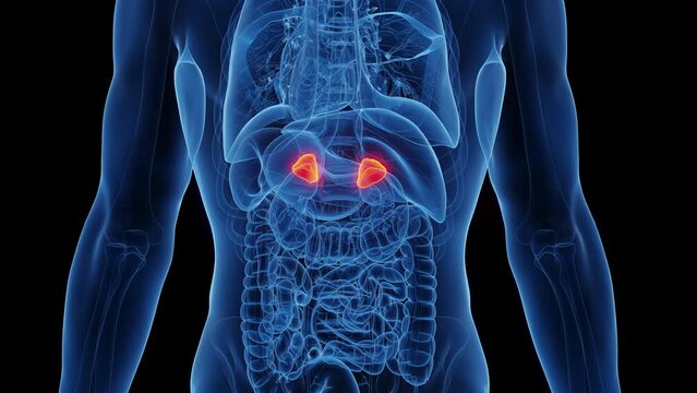 3d rendered medical animation of the suprarenal glands