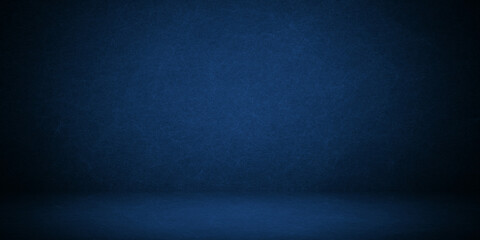 Blue grunge background, abstract wall studio room, can be used to present your product