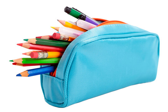 Pencil Case, Assorted Colored Pencils In Case, Png Isolated Background