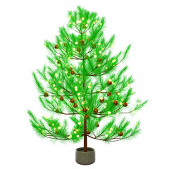 Glowing Christmas tree 3d render in transparent background