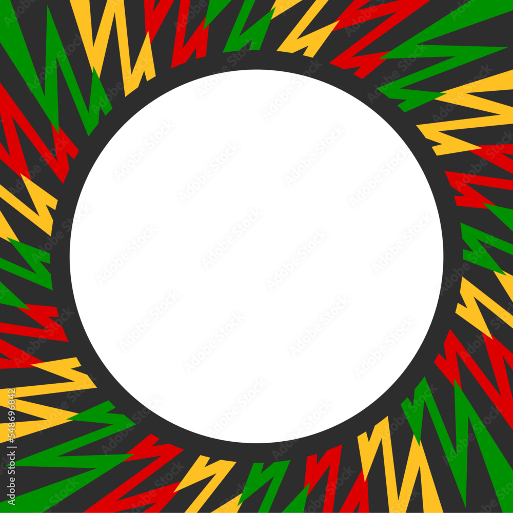 Poster simple framed background with colorful circular zigzag lines and with jamaican color theme