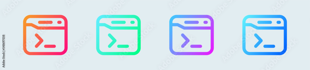 Poster terminal line icon in gradient colors. code signs vector illustration.