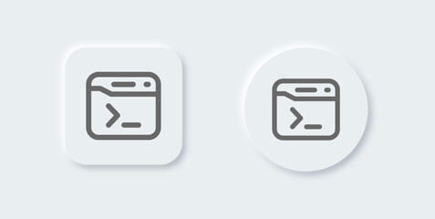 Terminal line icon in neomorphic design style. Code signs vector illustration.