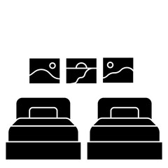 twin bed glyph icon