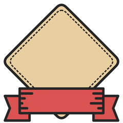 Cartoon reward medal badge and ribbon graphic illustration