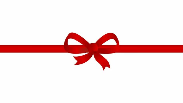 Animated red ribbon with a bow. Vector illustration isolated on the white background.