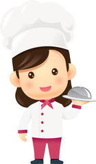 Chef girl's cute cartoon clipart