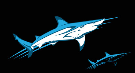 Fototapeta na wymiar Illustration Black Tip Shark. Can Used For Icon, Logo, Decoration, Sticker