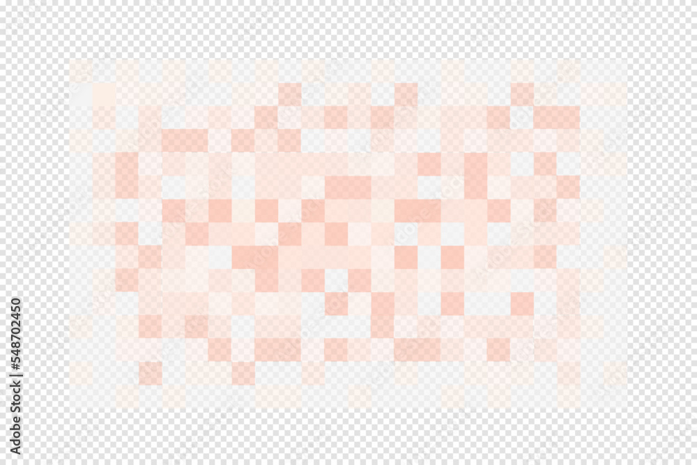 Wall mural censorblur effect pixel texture on transparent background. skin tone colored mosaic pattern hiding f