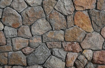 Fondo con detalle y textura de muro de piedra con diferentes tonos marrones