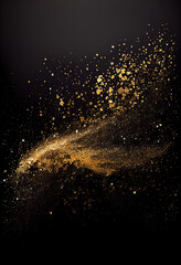 Fototapeta na wymiar Golden dust in wave with sparkling glimmer