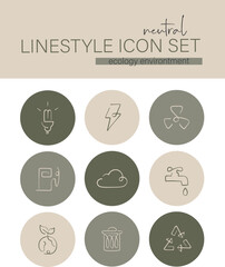 Linestyle Icon Set Ecology Environtment 