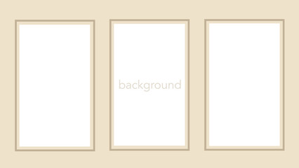 background with three frames in beige color