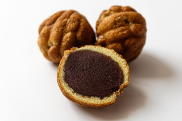 Walnut bread on a white background