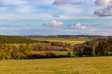 Fototapeta premium Sunny november day in the countryside. Autumn landscape.