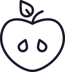 Farm and agriculture symbol. Vector outline pictogram in line style. Editable stroke for UI, adverts, online shops. Isolated line icon of apple