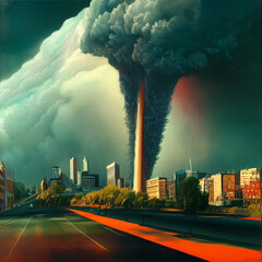 Tornadoes in the big city. Natural disasters.