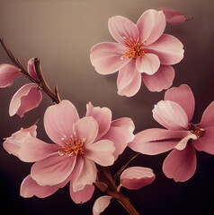 Dusty pink blossom illustration.