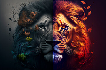 portrait of a lion, save my earth