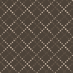Seamless vector pattern of circles in beige color. Simple seamless brown polka dot texture in the form of rhombuses.