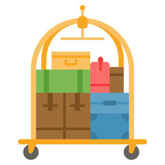 luggage cart flat icon
