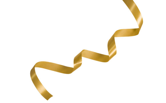 golden ribbon on transparent background, PNG image.