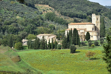 Historical Abbey Saint Antimo near  Montalcino,Castelnuovo dell'Abbate village