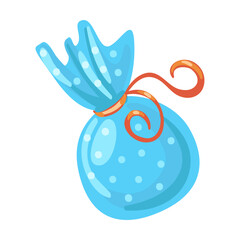 Cute chocolate truffle candy, birthday party element vector illustration. Cake, cupcakes, confetti, balloon, gifts for kids isolated on white