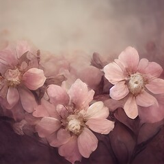 Dusty pink blossom illustration.