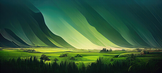 Abstract green lines as mountain landscape wallpaper design