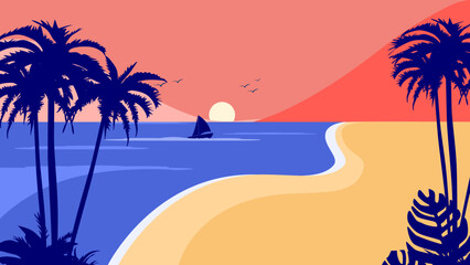Fototapeta na wymiar Summer design. Background of landscape of sea and beach vector