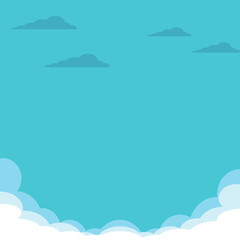 Summer blue cloud gradient color background with clouds. Bright turquoise landscape vector