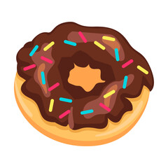 Chocolate donuts dessert, sweet food. Vector illustration of choco delicious product in cafe menu isolated on white