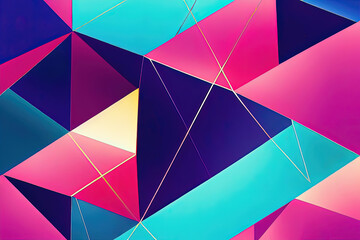 Abstract colorful cubist geometry wallpaper background - obrazy, fototapety, plakaty