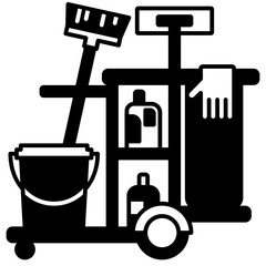 cleaning cart solid icon